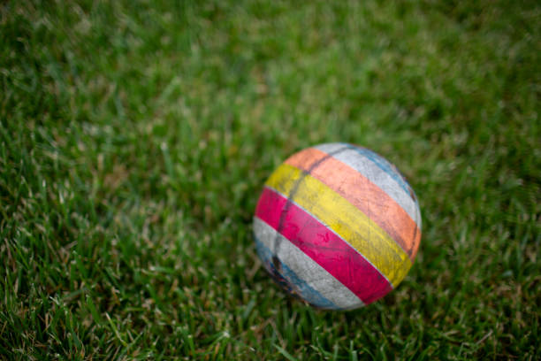 istock Fun bright children ball for on the green grass 1250511946