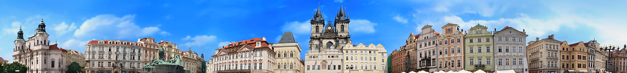 Prague: old town square wide panorama
