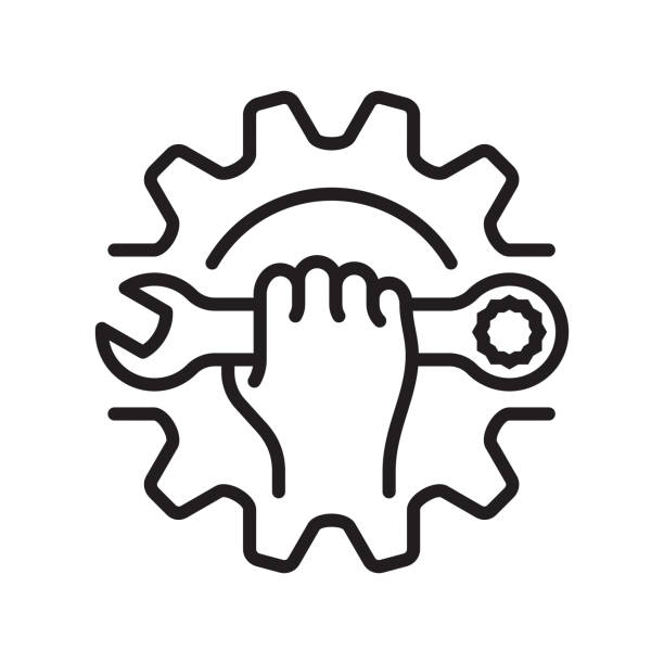 Repair line icon Line vector icon. Vector EPS 10, HD JPEG 4000 x 4000 px hand wrench stock illustrations