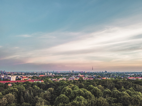 Sunset sky above Hamburg Germany