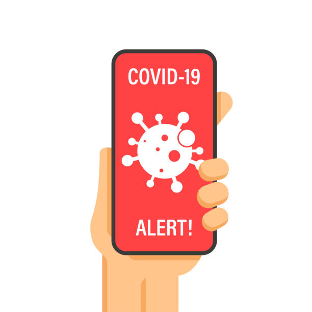 istock COVID-19 Coronavirus Application Alert. Phone in Hand. Virus Warning. Stock Vector 1250515775