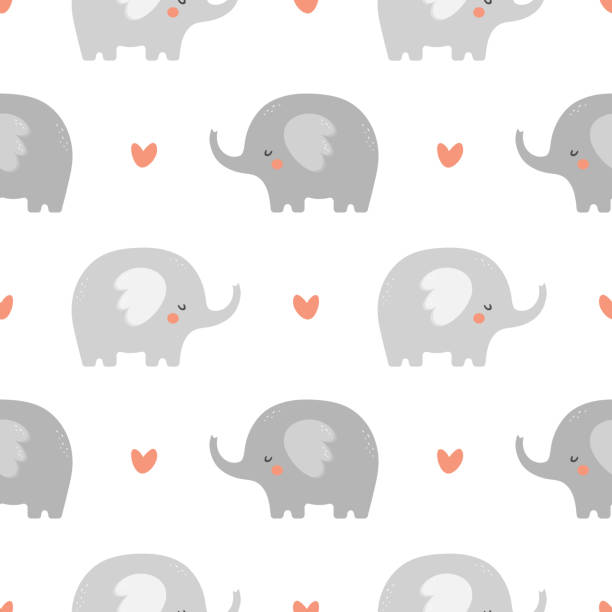 elefant niedlich nahtlose muster - backgrounds elephant illustration and painting india stock-grafiken, -clipart, -cartoons und -symbole