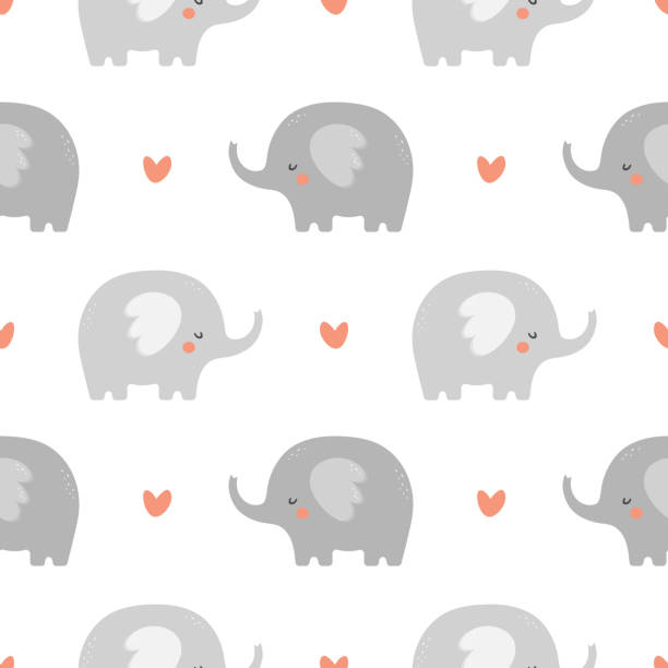 illustrations, cliparts, dessins animés et icônes de modèle sans couture mignon d’éléphant - backgrounds elephant illustration and painting india