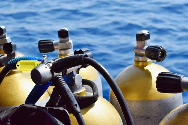 istock Group of Air diving tanks 1250523699