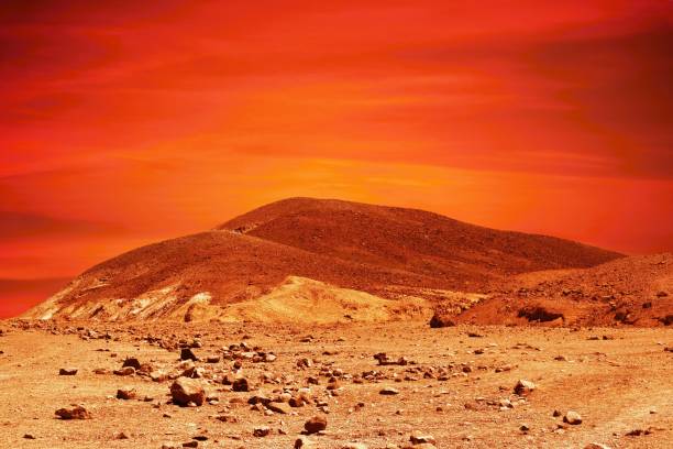 paisaje del planeta rojo extraterrestre - mars fotografías e imágenes de stock