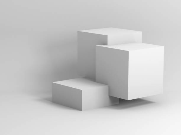 istock Abstract geometric installation,  podium of cubes 3 d 1250524373