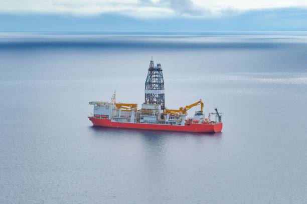 istock Oil drilling platform on the sea 1250524425