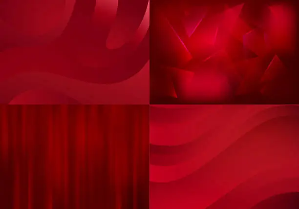 Vector illustration of Set of Red Backgrounds. Vector Abstract Minimalist Patterns. Modern Geometric Wallpapers with Ryby and Red Gradient