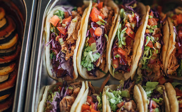 Grilled vegetables and tacos