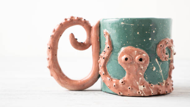 istock Self made Kraken mug. Clay cup. Original cup as a gift. Mug for children. Octopus crafts. Personalized mug. Coffee cup. 1250536170