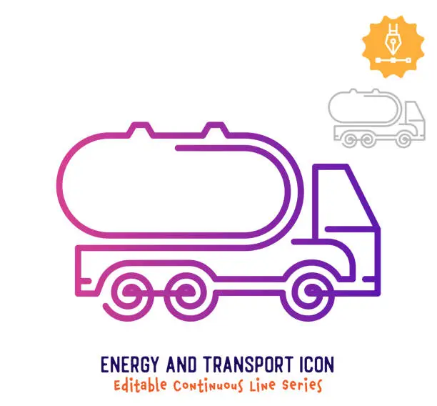 Vector illustration of Energy & Transport Continuous Line Editable Icon