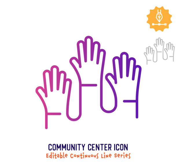 illustrations, cliparts, dessins animés et icônes de icône d’édition de ligne continue du centre communautaire - attending