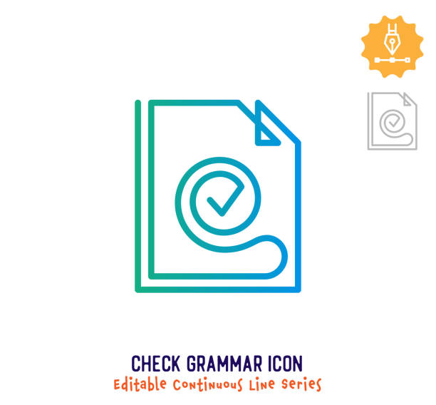 illustrations, cliparts, dessins animés et icônes de vérifier l’icône modifiable de ligne continue de grammaire - planche contact