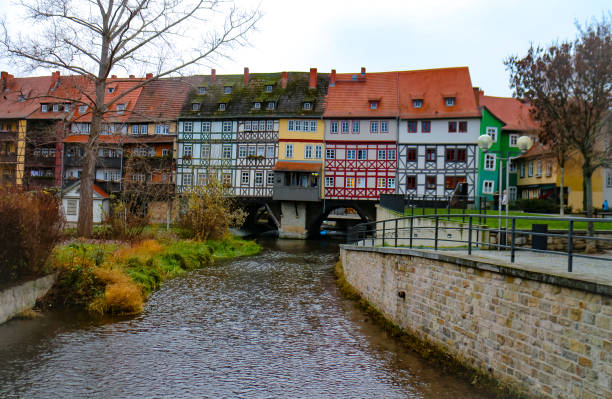 krämerbrücke erfurt - krämerbrücke foto e immagini stock