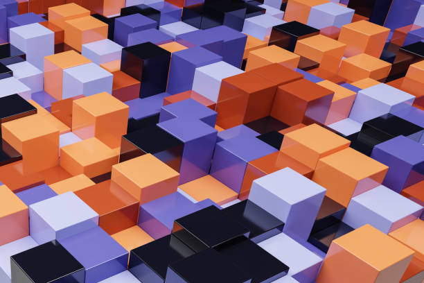 istock Colored Cubes in a orange purple light blue dark grey color scheme 1250545398