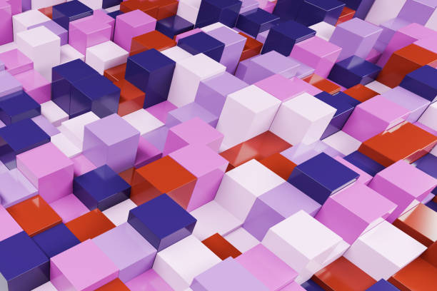 istock Colored cubes in a rose blue brown white color scheme 1250545920