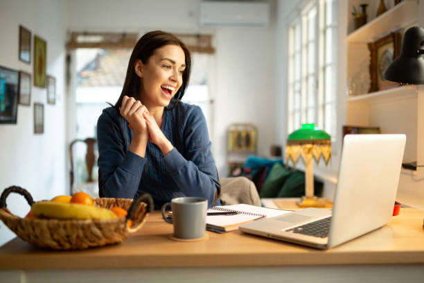 istock Cheerful businesswoman casually working from home 1250551914