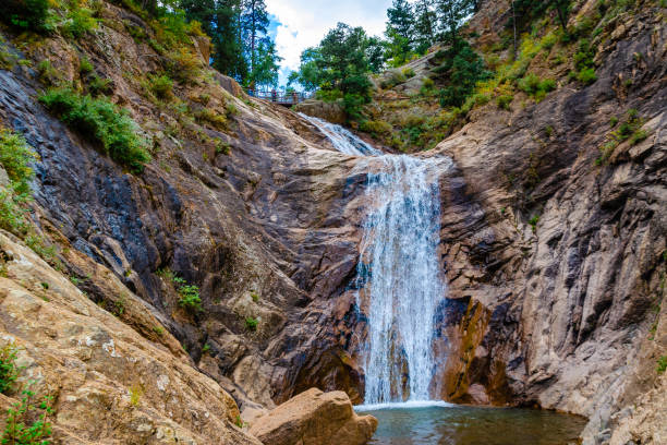Seven sisters water fall in Colorado springs stock photo
