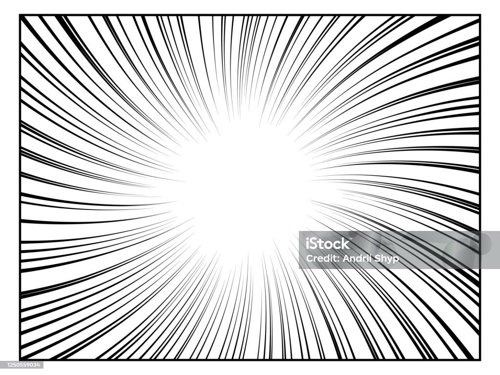 Radial Line Drawing. Action, Speed Lines, Stripes Stock Vector