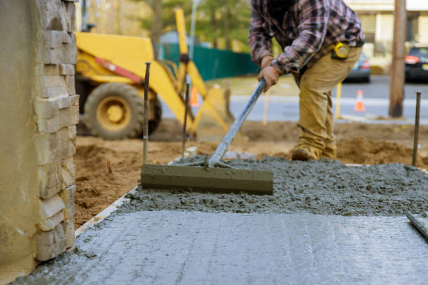 istock Truck mixer pouring concrete cement for construction sidewalk 1250559434