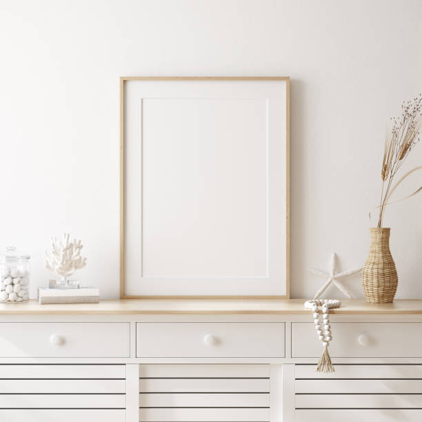 istock Mockup frame in cozy coastal style home interior 1250562142