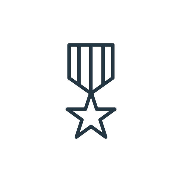 Veteran icon. Thin linear veteran outline icon isolated on white background from army and war collection. Line vector sign, symbol for web and mobile Veteran icon. Thin linear veteran outline icon isolated on white background from army and war collection. Line vector sign, symbol for web and mobile veteran stock illustrations