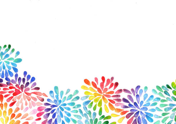 istock Rainbow colorful petals flower shape watercolor hand painting background. 1250567362