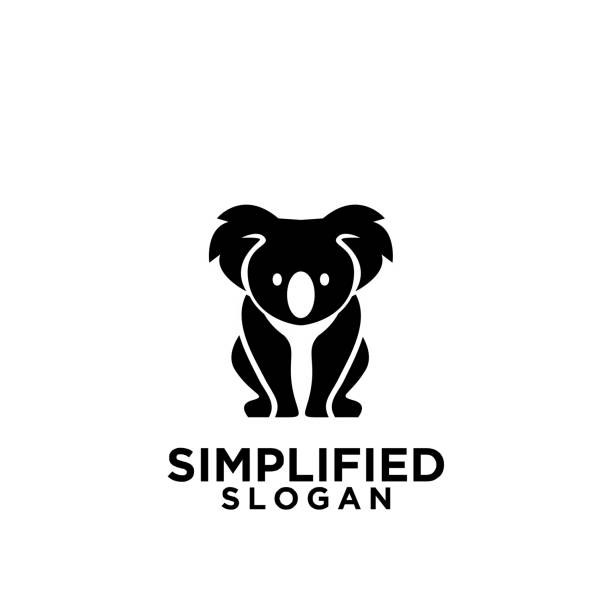 коала черный символ значок дизайн вектор - koala stock illustrations