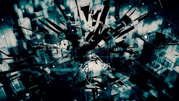 ilustrações de stock, clip art, desenhos animados e ícones de shattered holographic city map. shattered american city. grunge silhouette city. digital cityscape background. business technology concept. vector stock illustration. - technology business support violence