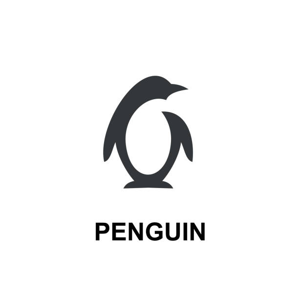 ilustraciones, imágenes clip art, dibujos animados e iconos de stock de ilustración vectorial de diseño de icono de logotipo negro de pinguino - pingüino