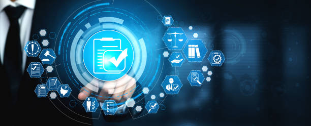 istock Compliance rule law and regulation graphic interface for business quality policy 1250576625