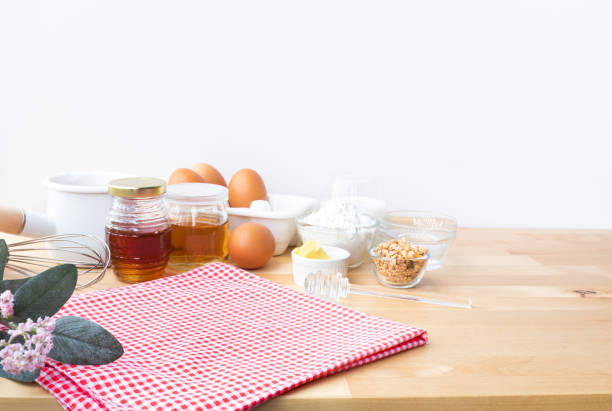 istock Selective focus.Cooking breakfast food or bakery with ingredient and copy space of tablecloth 1250576784