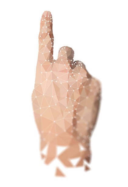 istock Polygon of High Tech Hand Pointing or Clicking with Index Finger on White Background 1250578583