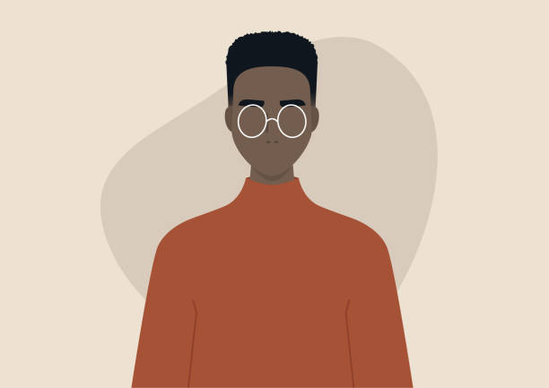 junge schwarze mann trägt eine box verblassen frisur, charakter-design - afro amerikanischer herkunft stock-grafiken, -clipart, -cartoons und -symbole
