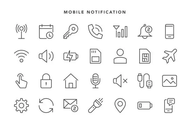 Vector illustration of Mobile Notification Icons