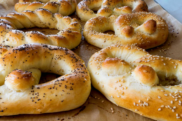 Traditional homemade bagels and pretzels