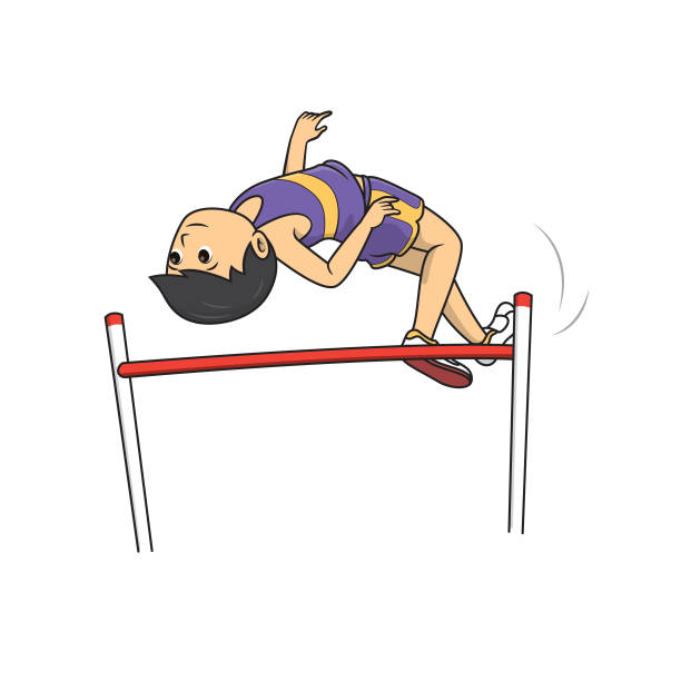Illustrator Drawing Male Athlete Wearing Purple Dress Playing Sport High  Jump In Sports Competitions Stock Illustration - Download Image Now - iStock