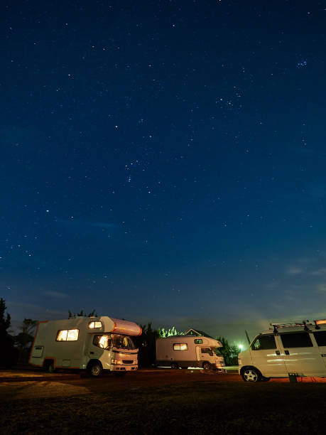 istock Camp tents in the blue moment after sunset 1250583896