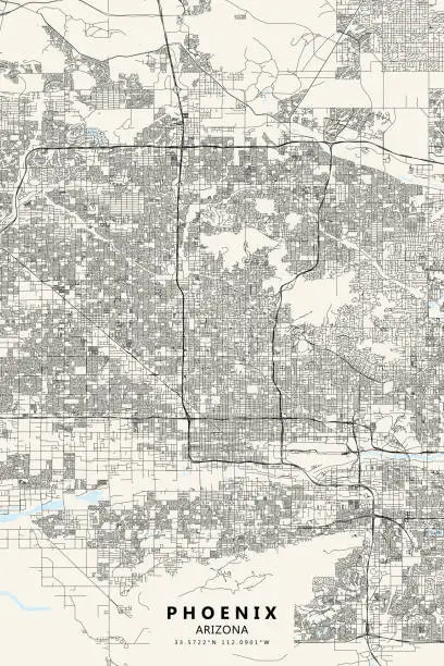 Vector illustration of Phoenix, Arizona Vector Map