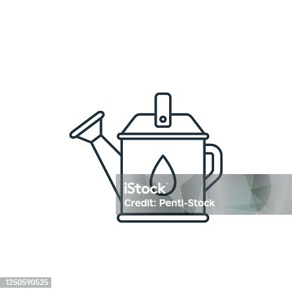 istock watering can vector icon. watering can editable stroke. watering can linear symbol for use on web and mobile apps, logo, print media. Thin line illustration. Vector isolated outline drawing. 1250590525