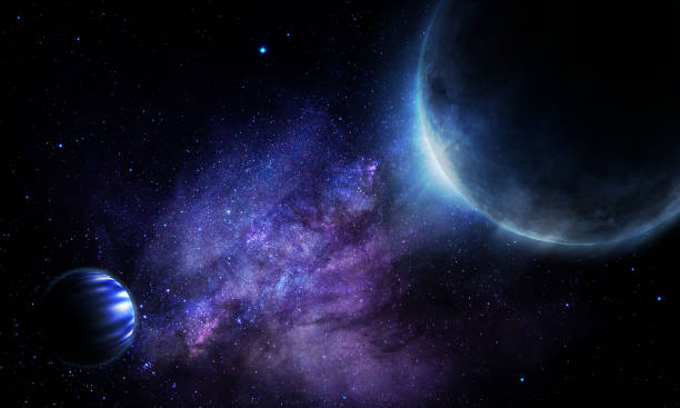 istock abstract space 3D illustration, 3d image, background, planets in space in the nebula and the radiance of stars 1250590761