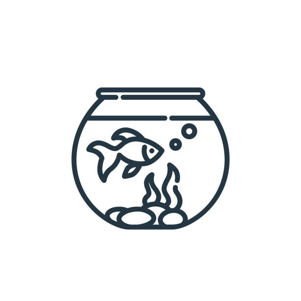 goldfisch-vektor-symbol. goldfisch editierbaren strich. goldfish lineares symbol für die verwendung in web- und mobilen apps, logo, printmedien. dünne linie illustration. vektorisolierte gliederungszeichnung. - goldfischglas stock-grafiken, -clipart, -cartoons und -symbole