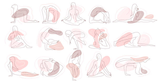 illustrations, cliparts, dessins animés et icônes de ensemble de yoga femmes, couleurs nues - sitting on a chair