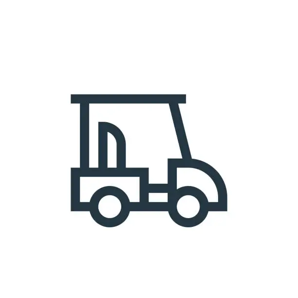 Vector illustration of golf cart vector icon. golf cart editable stroke. golf cart linear symbol for use on web and mobile apps, logo, print media. Thin line illustration. Vector isolated outline drawing.