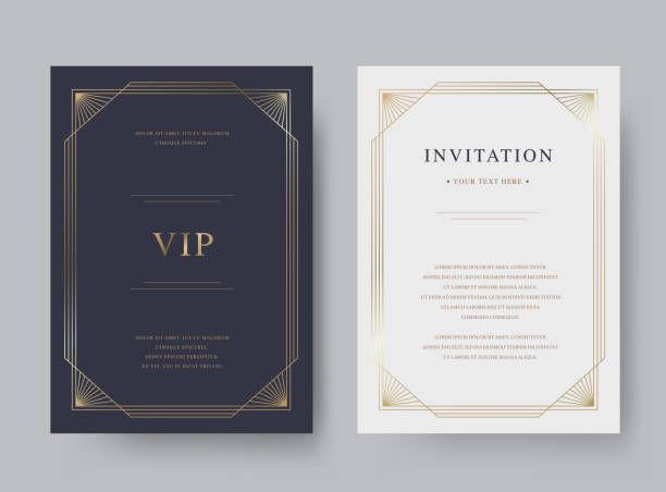 ilustrações de stock, clip art, desenhos animados e ícones de luxury vintage golden vector invitation card template - convite
