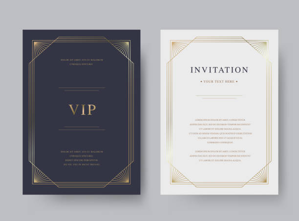 роскошный винтажный золотой вектор шаблон приглашения карты - invitation card stock illustrations