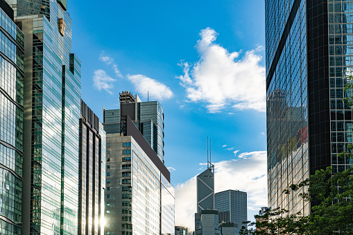 Modern skyscrapers shot with perspective