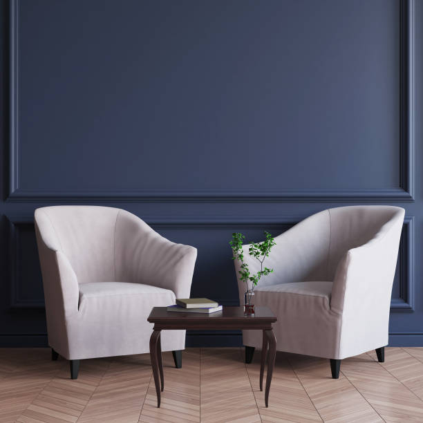 istock Wall mock up in living room. Scandinavian interior. 3d rendering, 3d illustration 1250601165