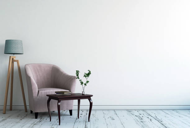 istock Wall mock up in living room. Scandinavian interior. 3d rendering, 3d illustration 1250601166