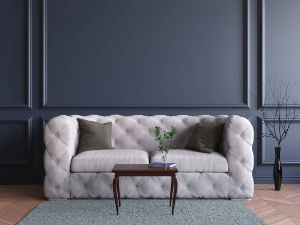 istock Wall mock up in living room. Scandinavian interior. 3d rendering, 3d illustration 1250601170